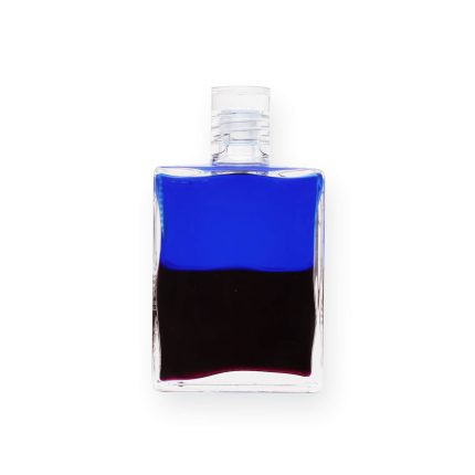 Farbige Essenzflasche zur Energiearbeit, mit blauem und dunklem Ton zur Unterstützung von Balance und Harmonie.
