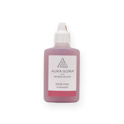Rosenpinkes Aura-Soma Pomander-Fläschchen, ideal für Energiearbeit und emotionale Balance.