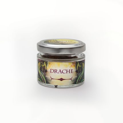 Glas mit Drachen-Etikett für Energiearbeit, ideal zur Unterstützung von spirituellen Praktiken und Meditationen.