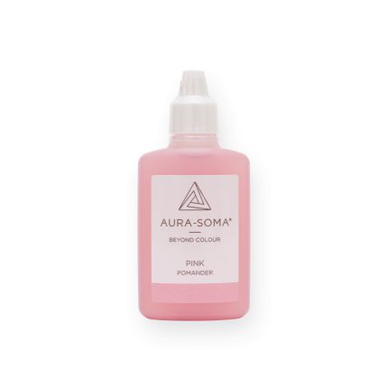 Rosa Aura-Soma Flasche für Energiearbeit, unterstützt Balance und Harmonie im Alltag.