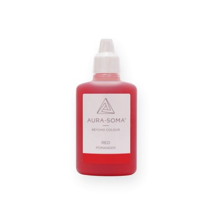 Rot Aura-Soma Pomanderflasche für Energiearbeit und spirituelle Heilung.