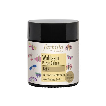 Pflege-Balsam für Babys mit Energiearbeit, AromaCare von Farfalla, unterstützt Wohlbefinden mit Bio-Thymian.