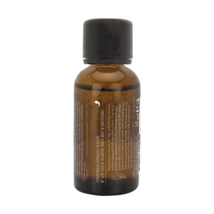 Braune Glasflasche mit Etikett für ätherisches Öl zur Unterstützung der Energiearbeit, 30 ml.